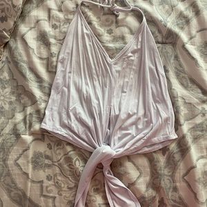 TOBI WHITE CROP HALTER TOP